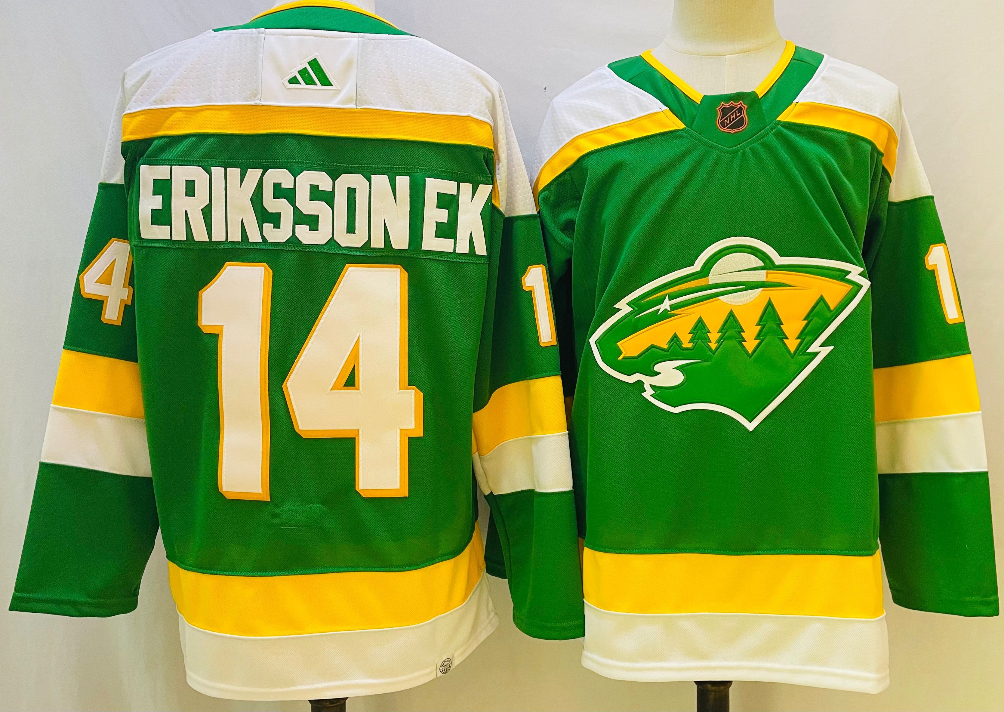 Men Minnesota Wild #14 Erikssonek Green Throwback 2022 Adidas NHL Jersey